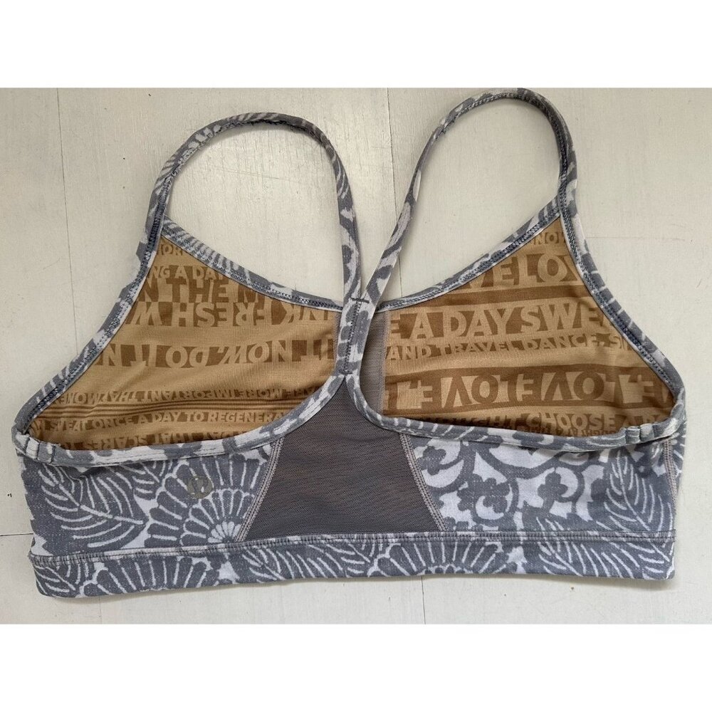 Lululemon Flow Y Bra IV Beachy Floral White Fossil Size‎ 8 EUC - Picture 2 of 5